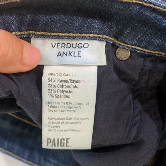 Paige Jeans Verdugo Ankle Skinny Nottingham Medium Blue Denim Stretch Size 28 - Picture 10 of 12